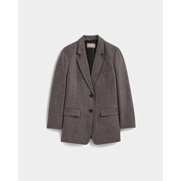 Everlane The Oversized Blazer in Wool Gray Herringbone size 10 - Picture 3 of 9